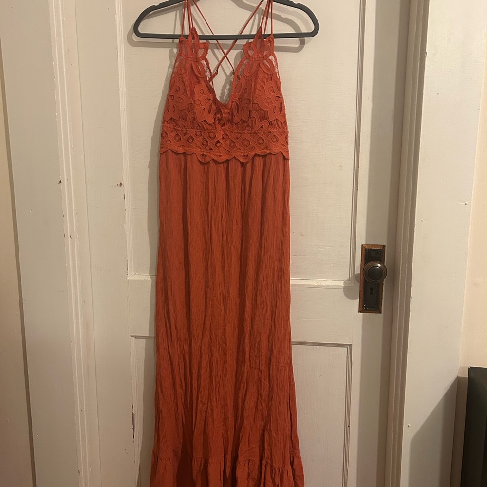Rue21 Strappy Orange Maxi Dress